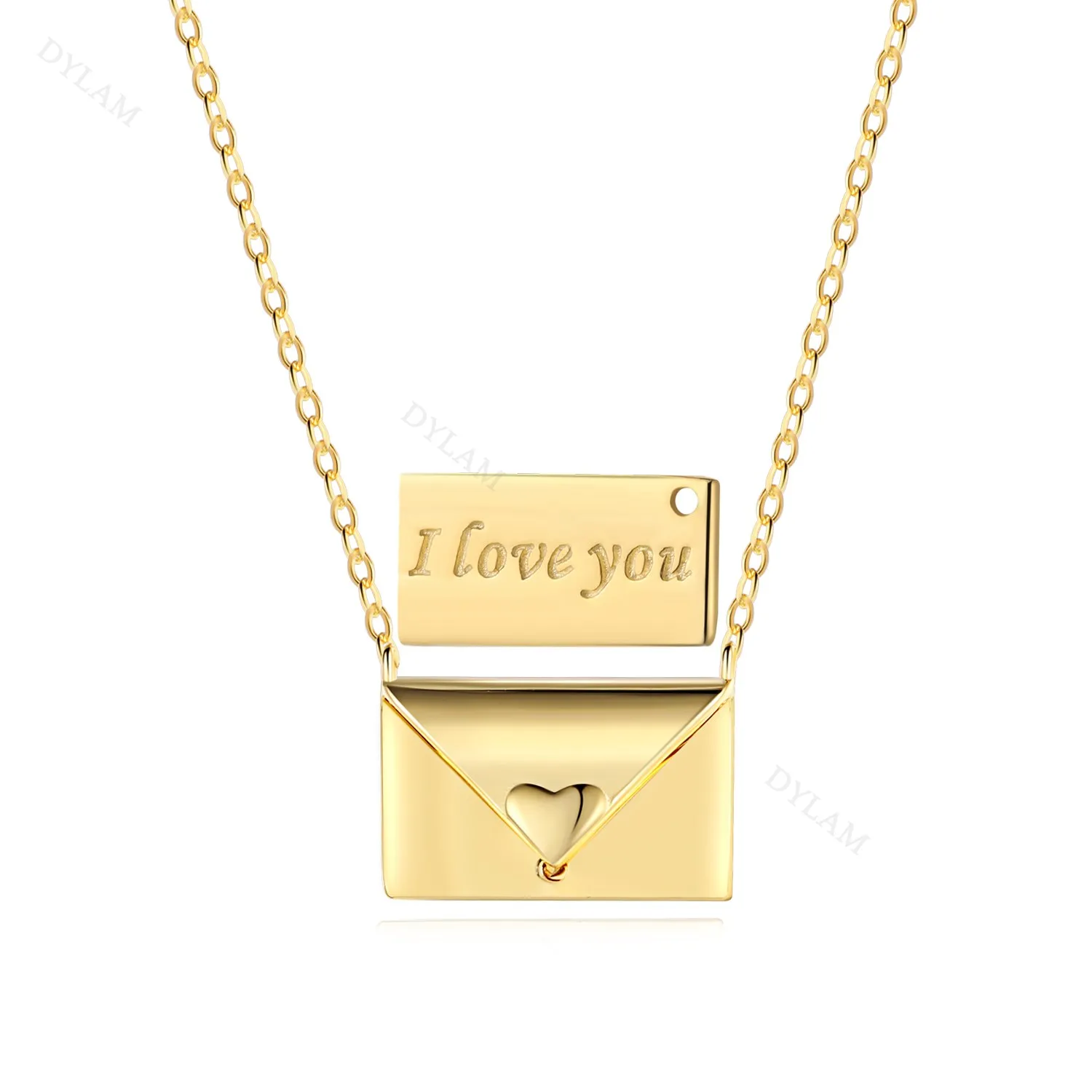 

Dylam 925 Sterling Sliver Heart Tennis Chain 18K Gold Plated Initial Letter Envelope Custom Necklace Set For Mama Women Jewelry