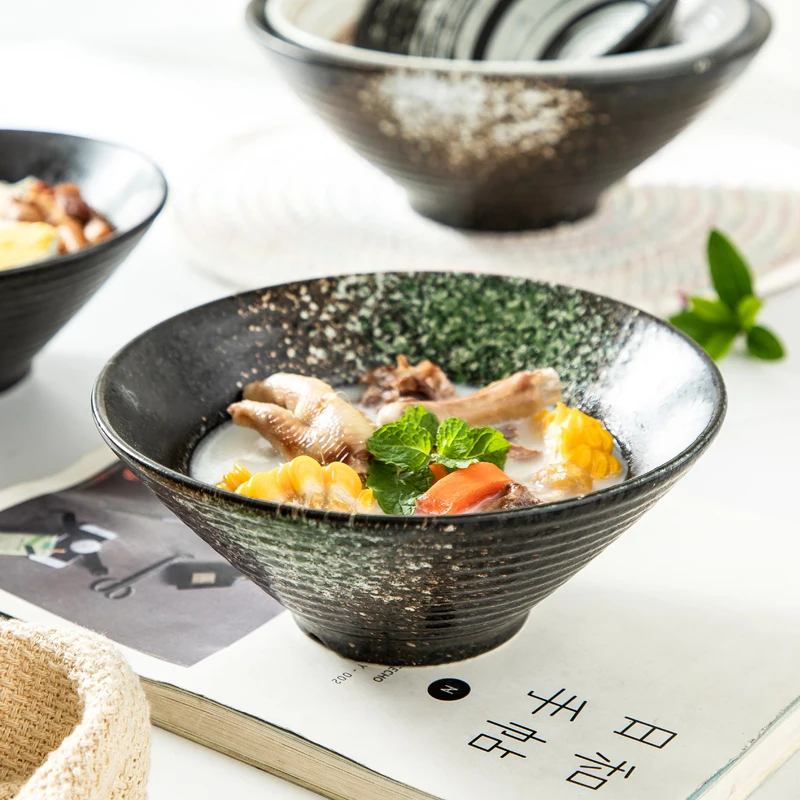 

9" Wholesale Designed Japanese Style Restaurant Dinning Large Porcelain Remen Noodles Bowl In Ceramic Bowl