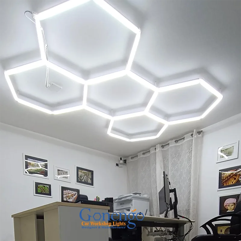 DIY Hexagonal Car Wash Workshop Clothing Store Garage Auto Beauty Repair Light