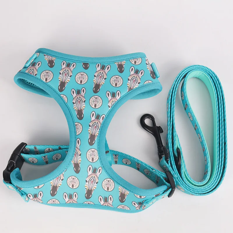 

Custom Logo Polyester Sublimation No Pull Easy Walk Pet Lead Puppy Vests Dog Harness and Leash Set