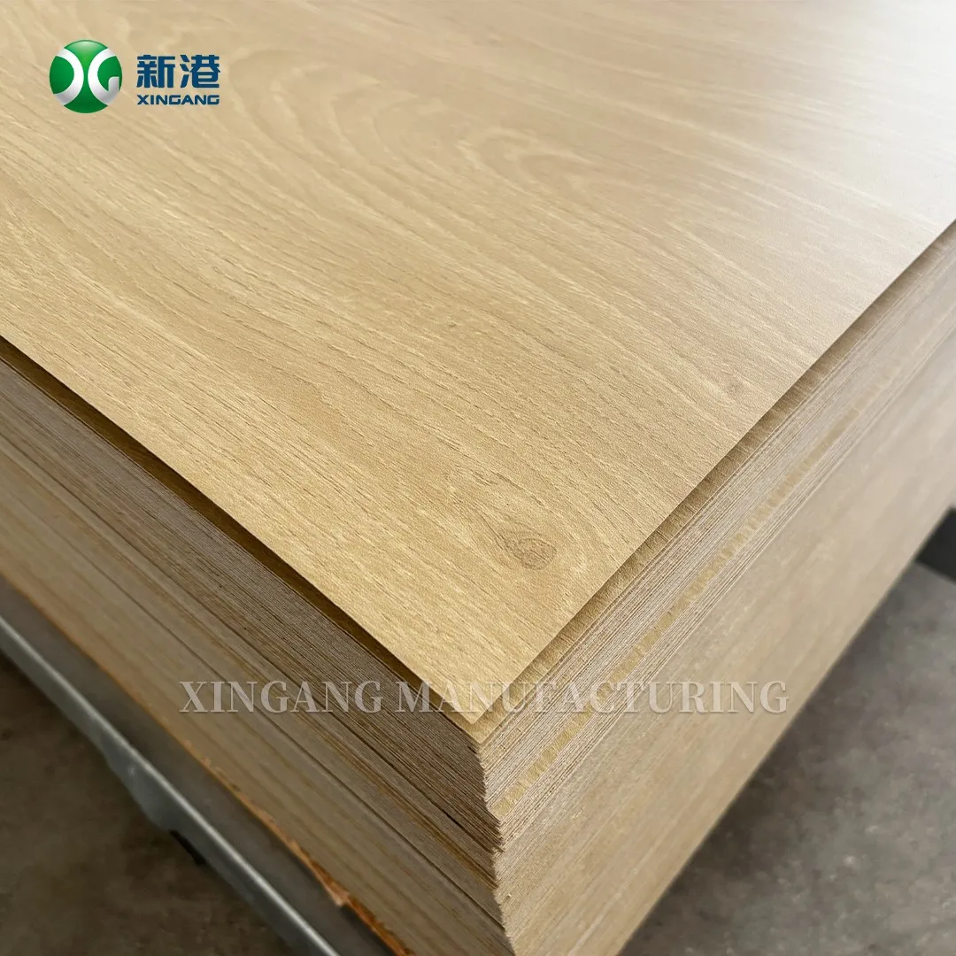 Stack of wood grain HPL laminate sheets showing grain swirl and sheet edge
