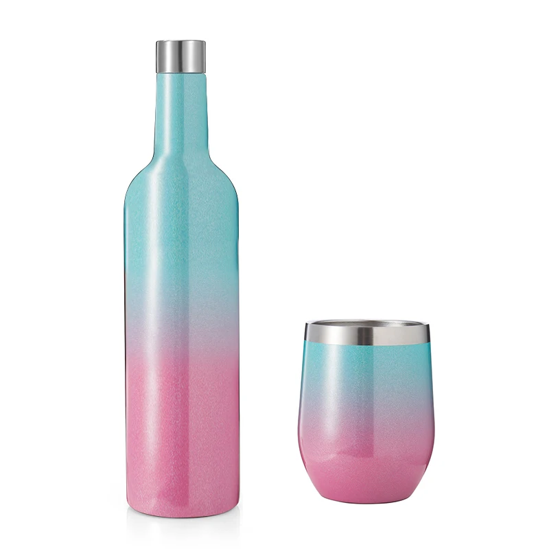 

2021 New Color Free Sample 750ml BPA Free Custom Wine Bottles Stainless Steel Water Bottle, Customized color