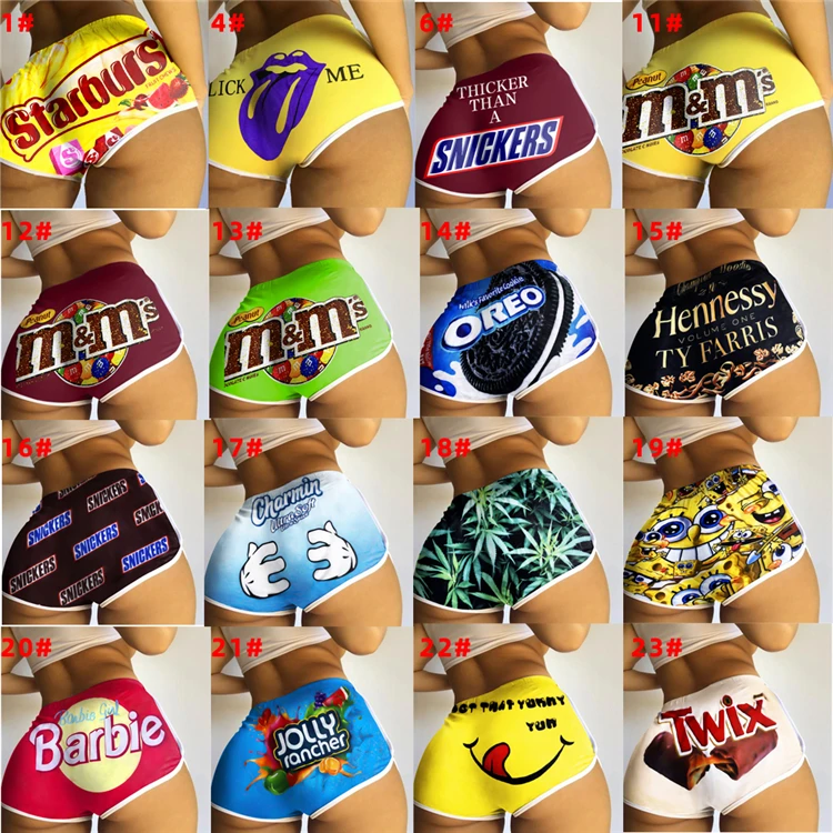 

2021 Hot Sale Sexy Women Shorts Cartoon Print Skinny Summer Plus Size Short Pants
