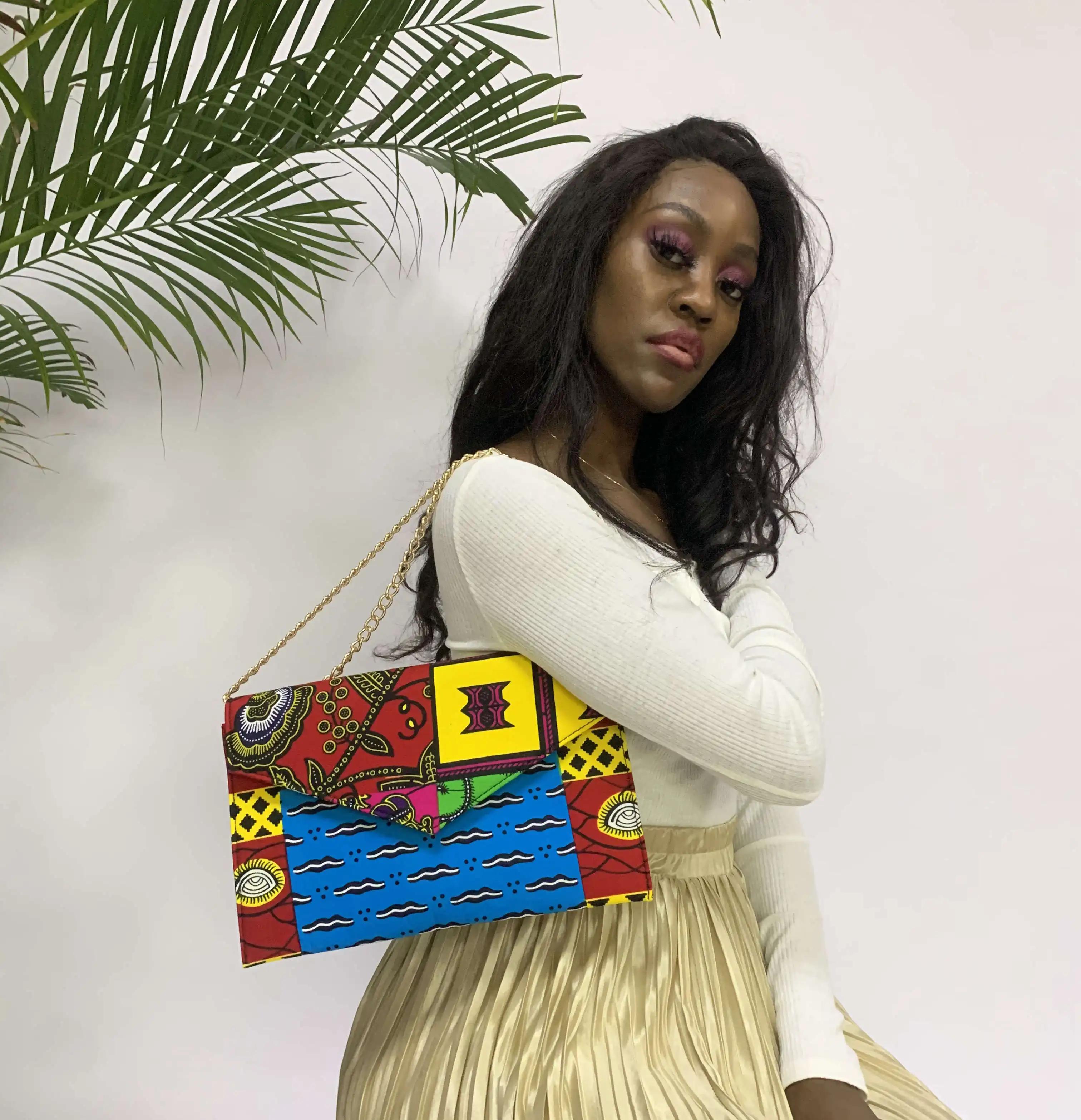 

2021 New Arrival Wax Printing African Batik Ladies Luxury Envelope Handbags For Evening Party, As picture