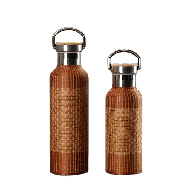 

Bamboo weaving portable insulation water bottle 304 stainless steel water bottle