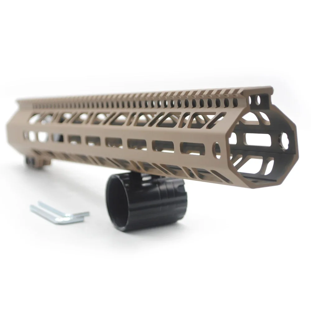 
New Clamp Style Low profile TAN/ FDE 17 inches .308/7.62 LR_308 DPMS M-LOK Rail Mount System Ultra slim Free Float Handguard 