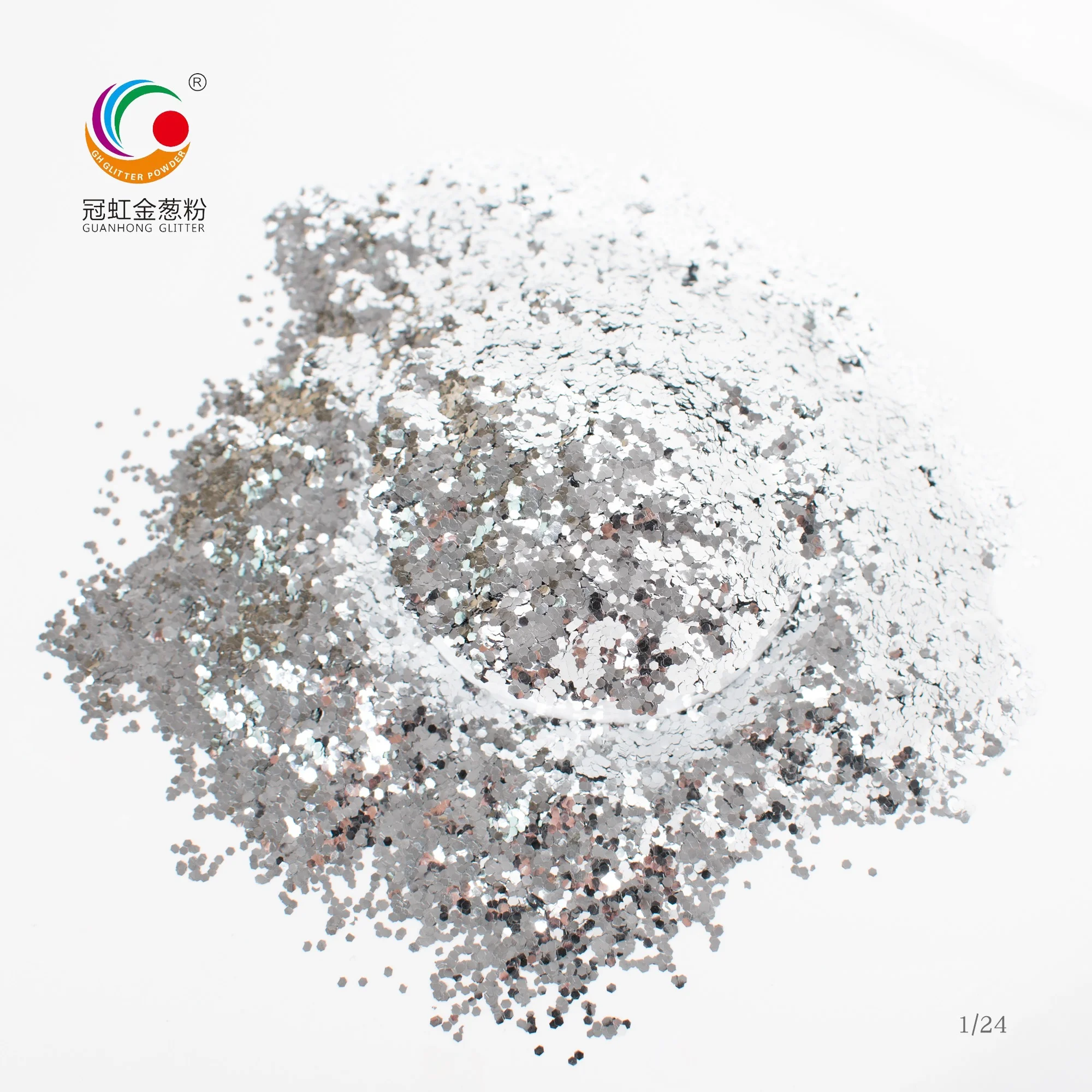 
GH4000 Factory Wholesale Bulk Silver PET Hexagonal Glitter Powder For Nail Art Paper Printing Wallpaper 