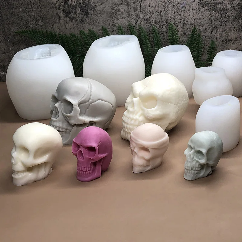 

Making Mould Halloween 3D Skull Portrait Plaster Soap Scary Demon Pumpkin Scented Silicone Candle Molds