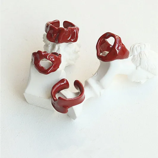 

2021 New Arrival Creative Geometric Lava Opening Rings No Fading Hand Made Enameled Finger Ring For Women Gifts