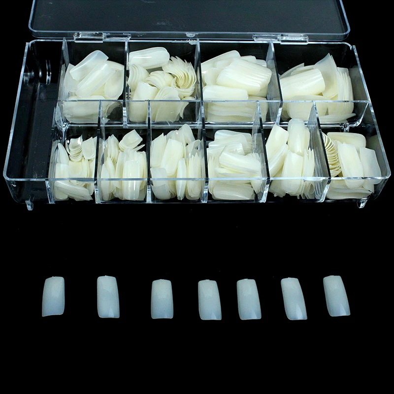 

500pcs false nails french full cover nail tips natural nails set, Natural / clear