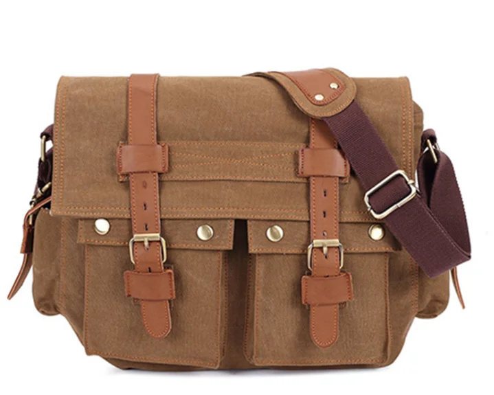 

Leather Women Ladies Men Rivet Flap Ladies Custom Logo Postman Bag For Logo