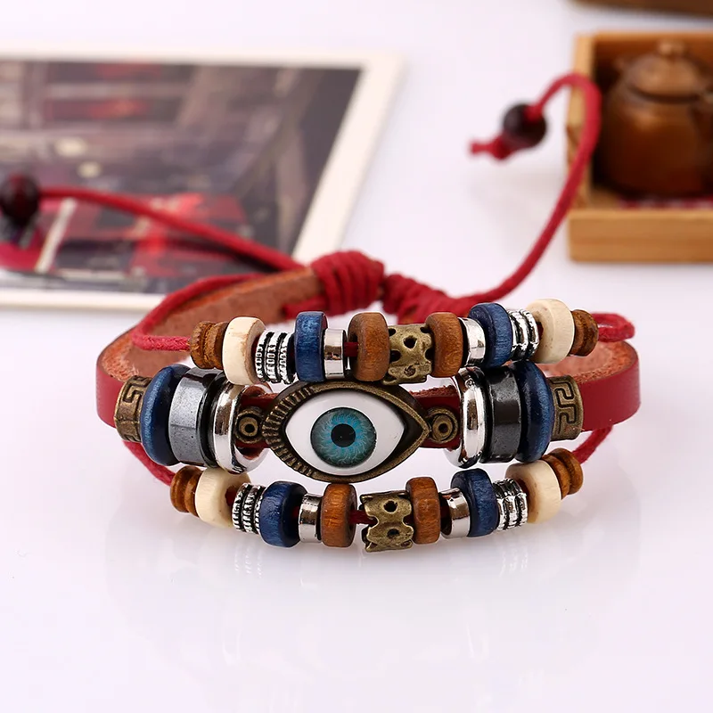 

CB0708 Fashion Jewelry Leather Braided Bracelet With Natural Stone