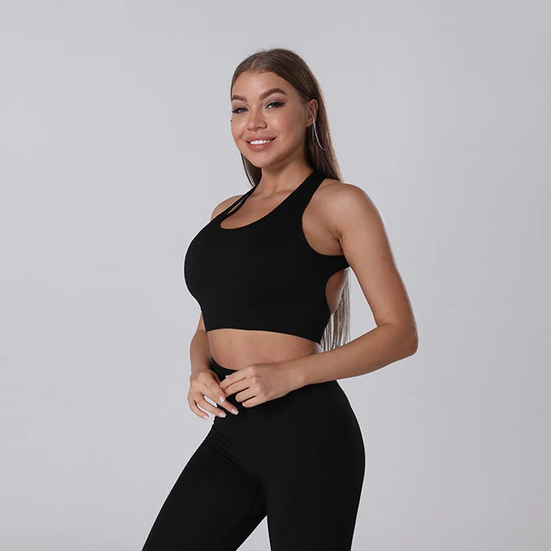 

Women Fitness Clothing Women Running Clothes Sports Bra Suit Female Long Sleeve Top Sport Set Seamless Gym Clothing Yoga Set, 10 colors, as picture shown