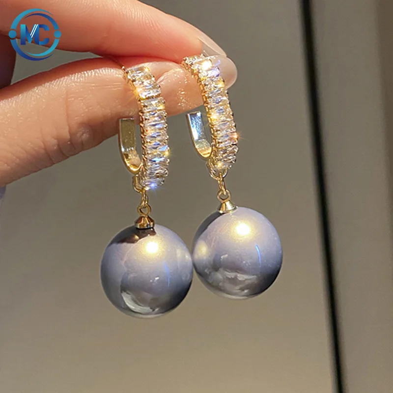 

2021 New Fashion Korean Oversized White Pearl Drop Earrings for Women Bohemian Golden Round Pearl Wedding Earrings Jewelry Gift, Colors