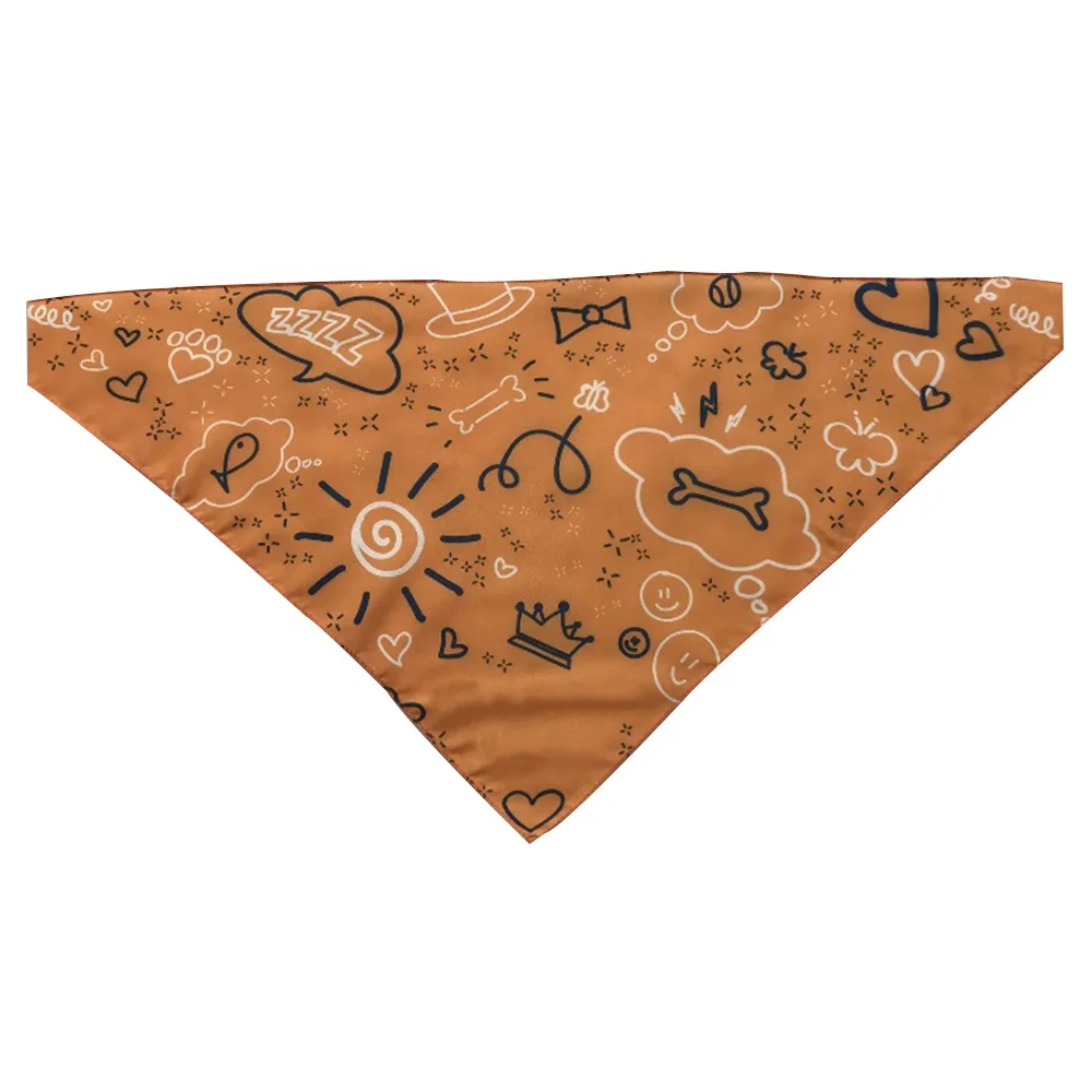 

New products brown designs triangle shaped pet saliva towel for small cat dog bandana scarf, Customized color