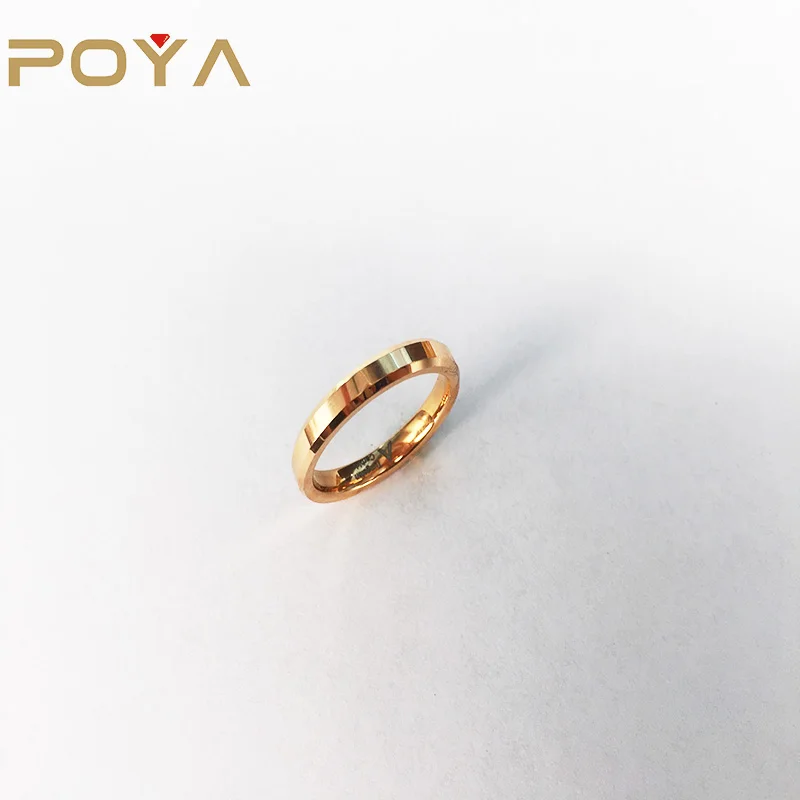 

POYA 3mm Rose Gold Plated Tungsten Carbide Ring For Men Women Comfort Fit
