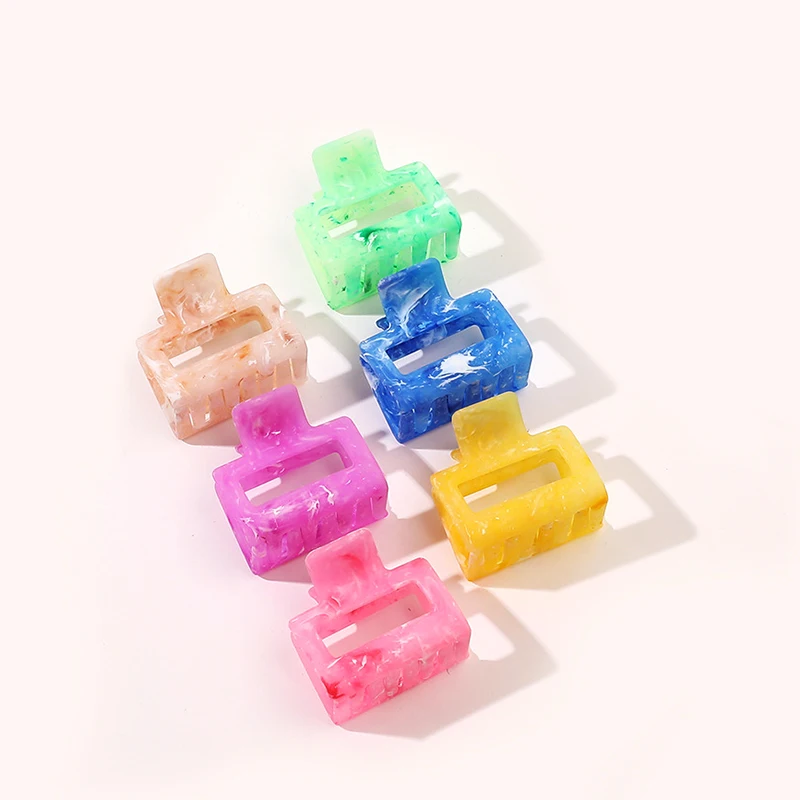 Korean marbled plastic hair claw women simple matte arc-shaped claw clips fancy color frosted square claw hair clip