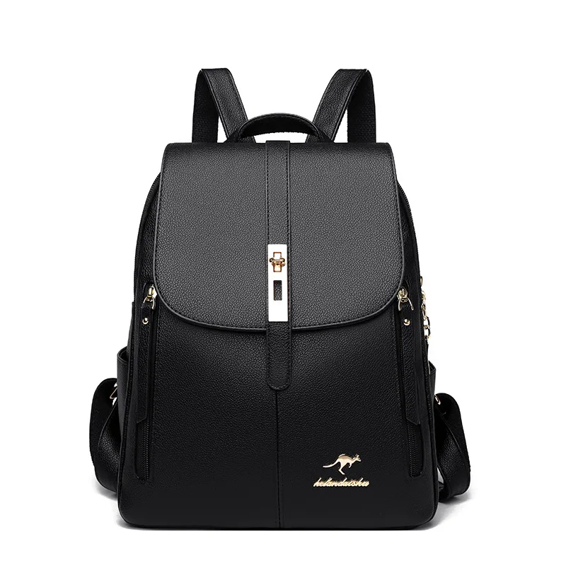 

Fashion solid color women's backpack pu casual large capacity women's school bag