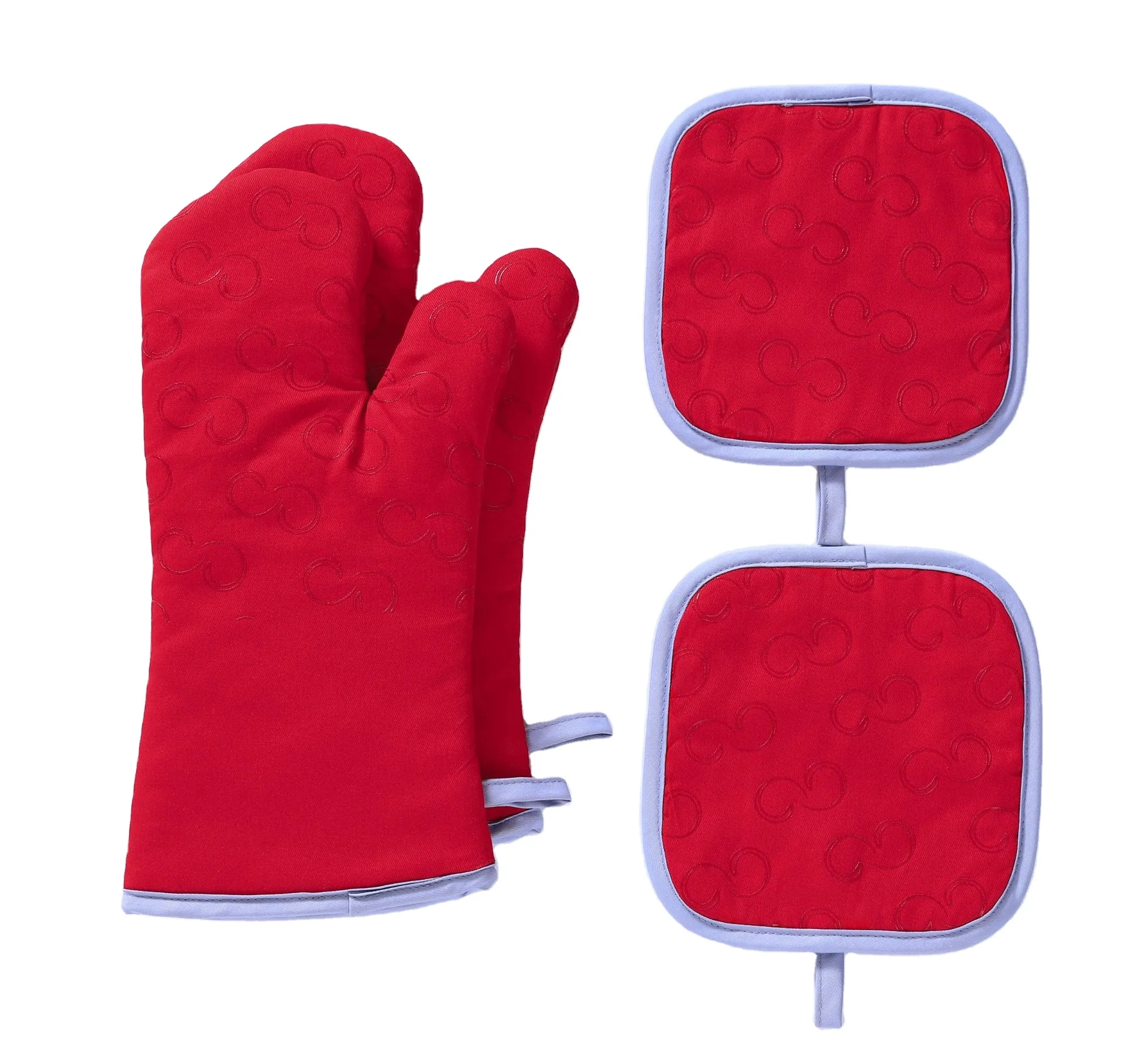 

Silicone Heat-resistant And Heat-resistant Oven Mitten 4-piece Set Of Anti-scald And Heat-resistant Pot Mats Kitchen Baking Oven