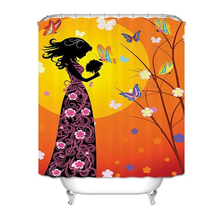 

Cross border wholesale digital 3D Flower Fairy custom printed shower curtain