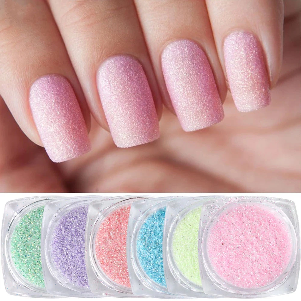 

6Pcs/Set Pink Green Light Purple Nail Carved Powder 3D Acrylic Nail Art Tips Extension Sugar Powder Extra-fine neon Nail Glitter, 12 colors, 2 sets optional