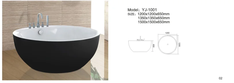 YJ1001QIMEI brand 1500 mm Modern style Choice Color Cast Acrylic hotel Use bath bathtubs