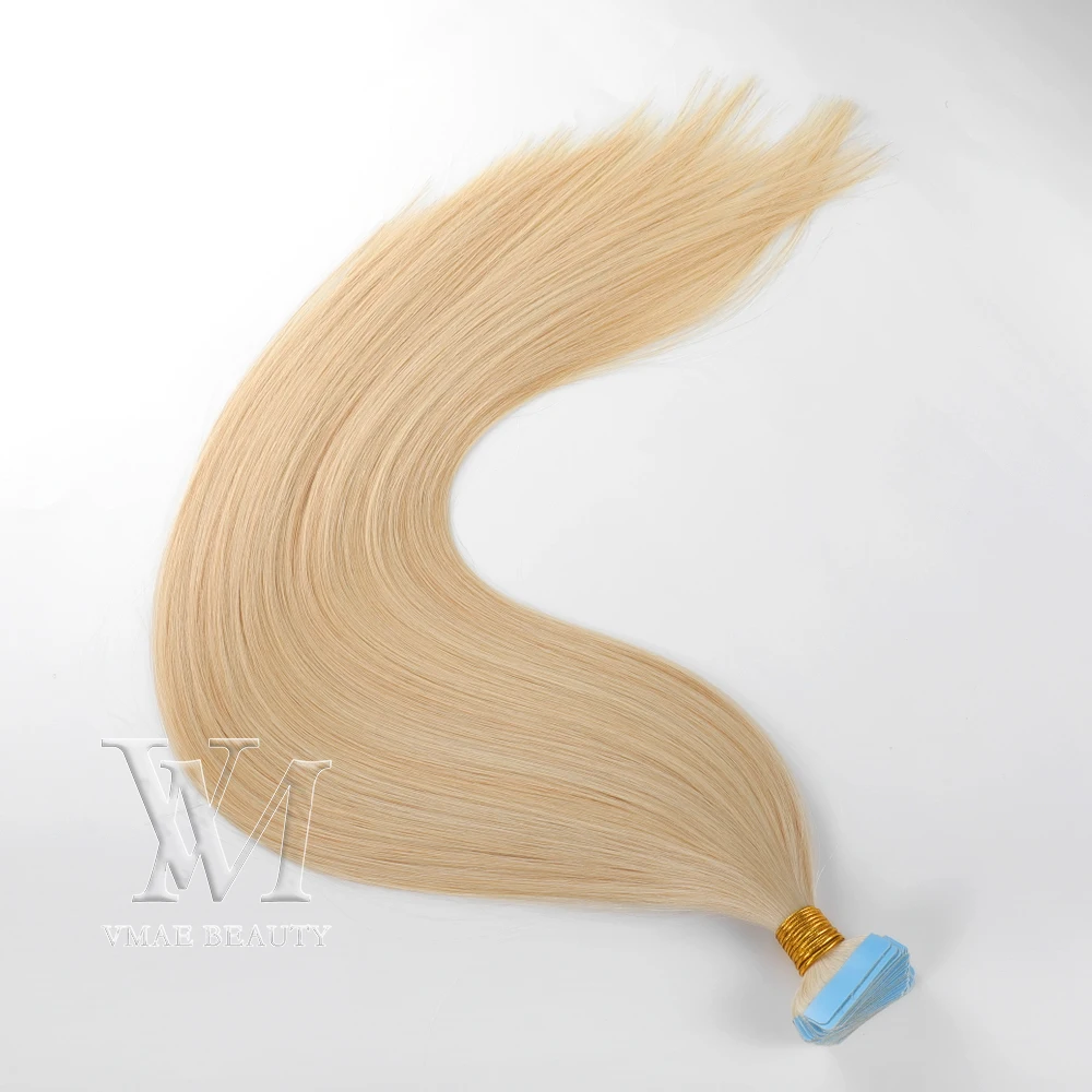 

VMAE 12A Raw Russian Hair 2.5g/40 Pieces Double Drawn Straight 613 Blonde Color Remy Virgin Tape In Human Hair Extensions