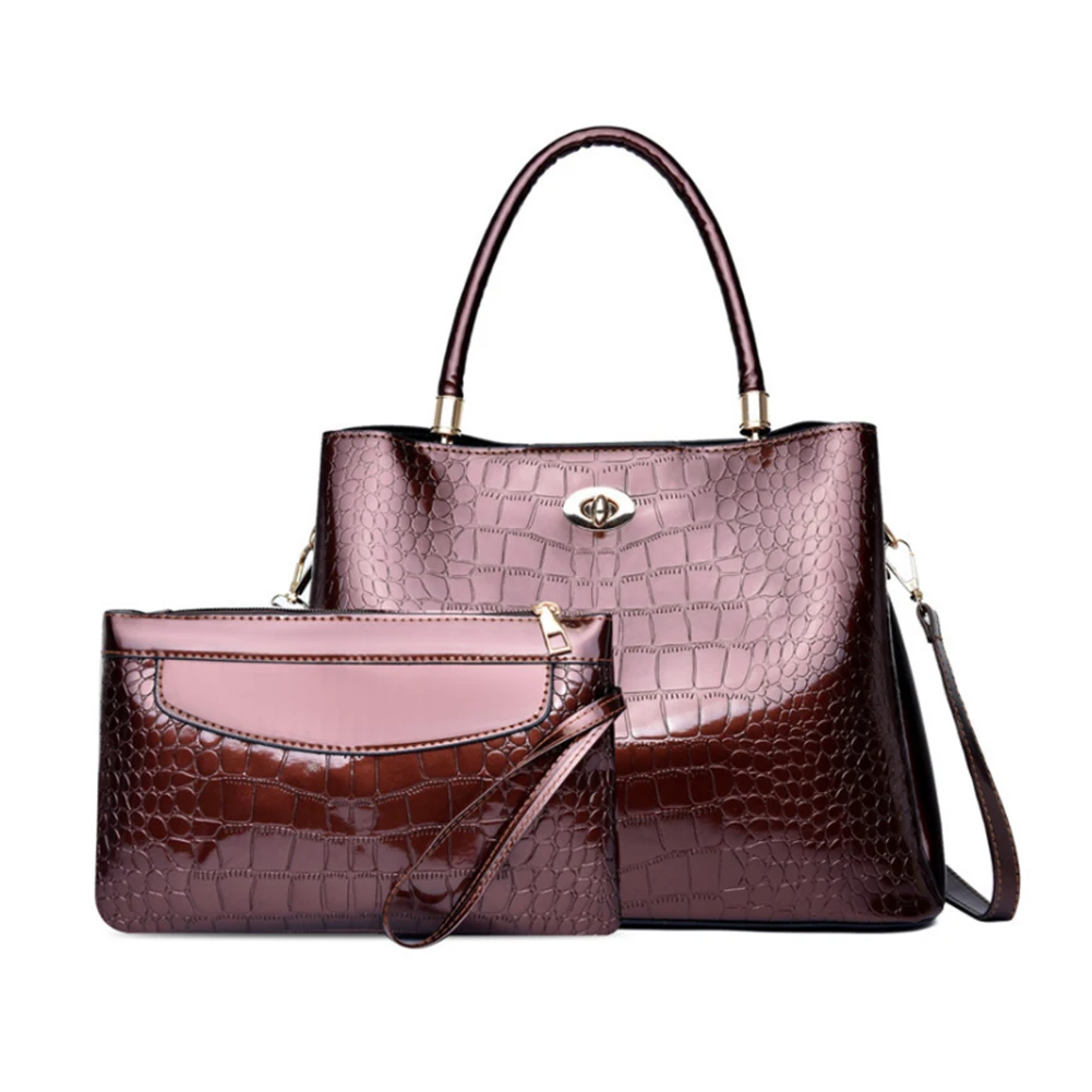 

2021 NEW Fashion Retro Crocodile Pattern Shoulder handbag Good Quality Large Tote Bag Set