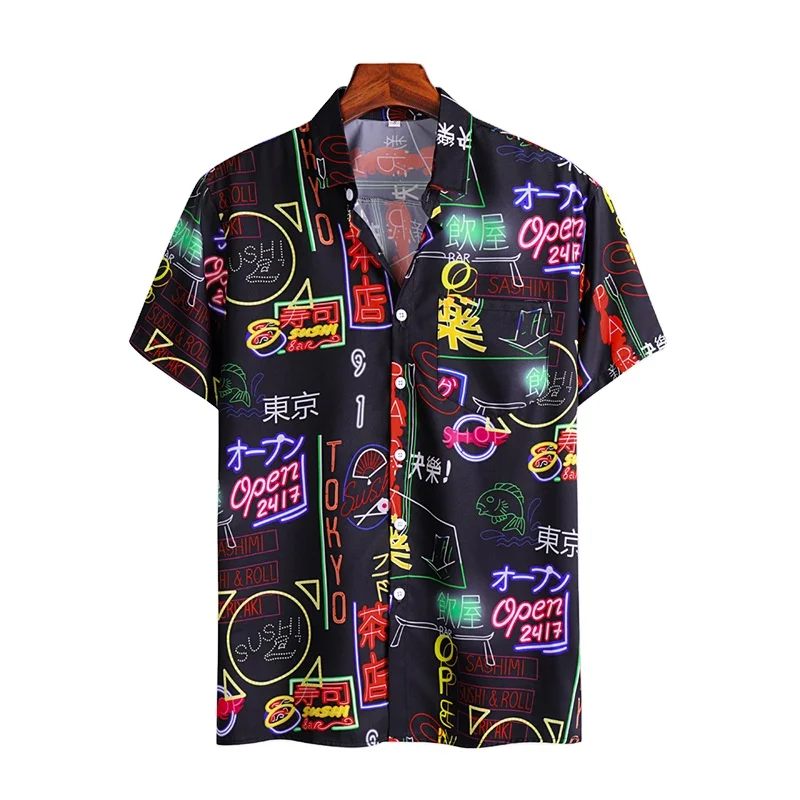 

Japanese brand summer neon print short-sleeved cotton wholesale spot mens designer cotton t shirt printed