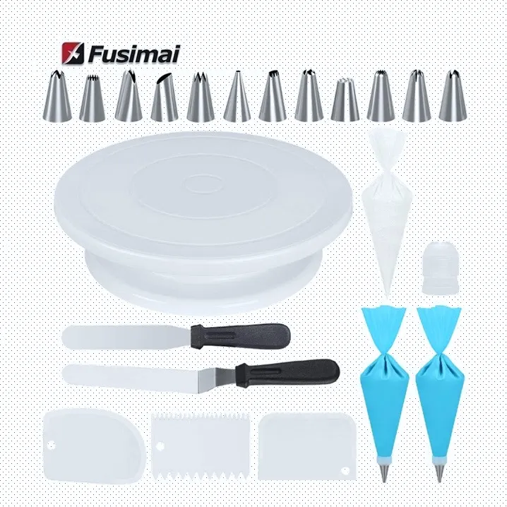 

Fusimai Decorating Kits Supplies Tpu Pouch Converter Decorative Baking Set 32-piece/set Cake Turntable Tool
