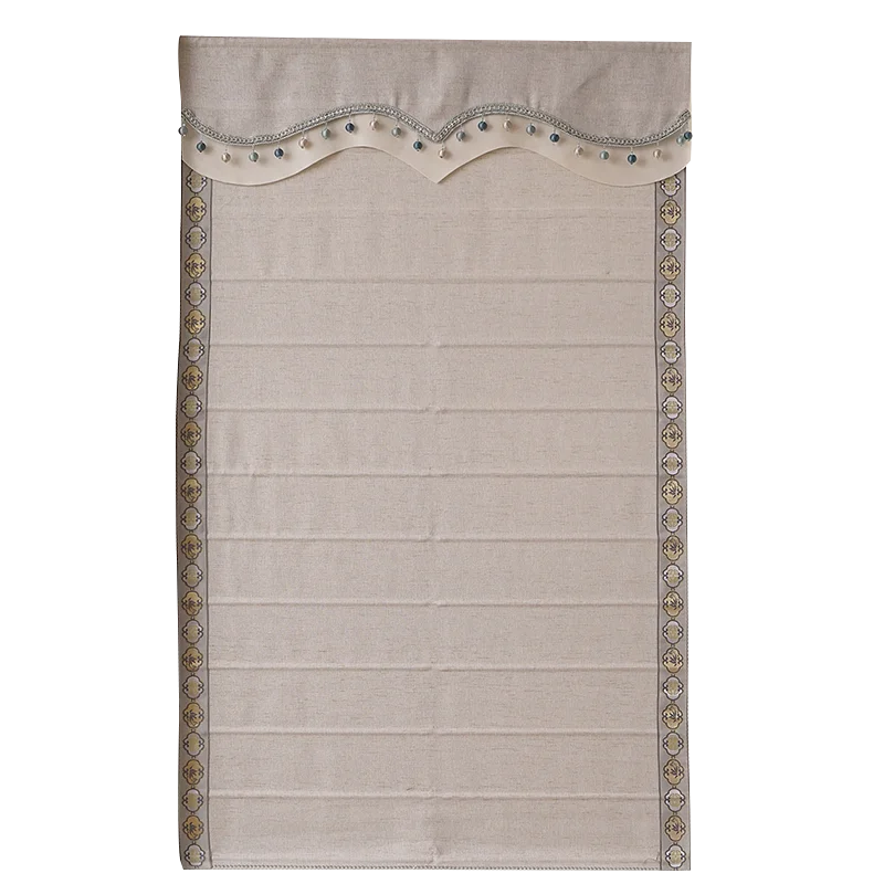 

Hole free light luxury new Chinese tassel curtain head Roman curtain