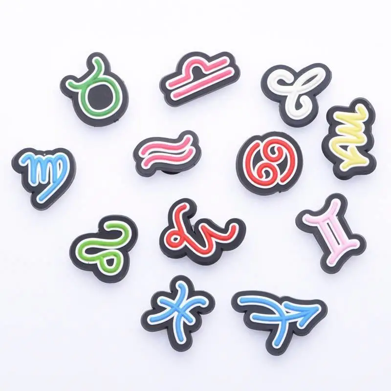 

Wholesale PVC The Signs of Zodiac shoes decoration charms designer pvc charm for bracelets kids, As pictures or custom
