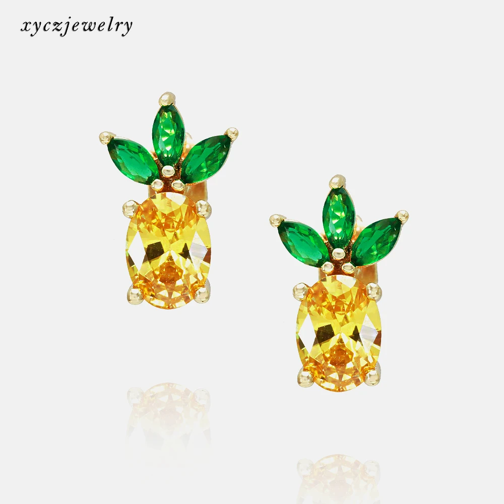 

Charming Pineapple Stud Earrings Fruit Molds Gold Plated Pineapple Jewelry Stud Earrings, Color
