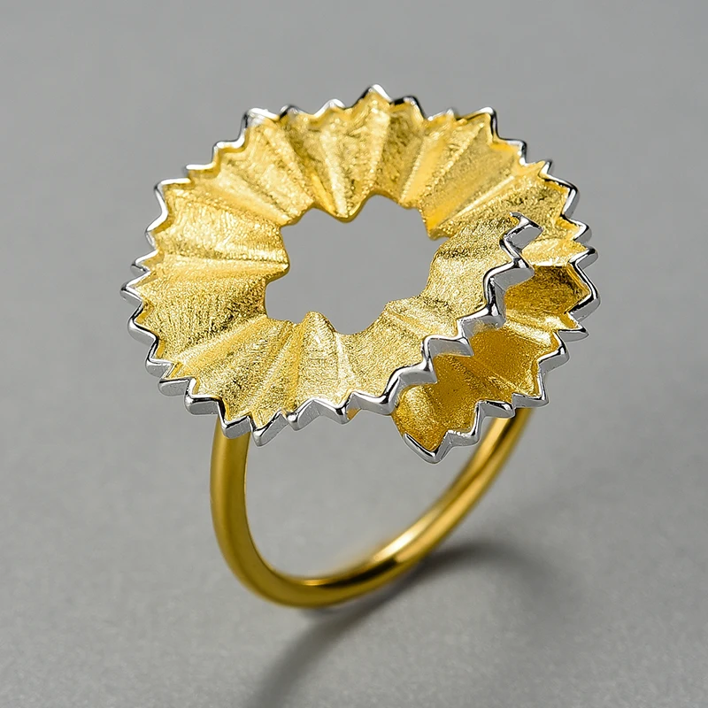 

Lotus Fun Sterling Silver 2023 Pencil Shavings Ring Trendy Handmade Rings for Women