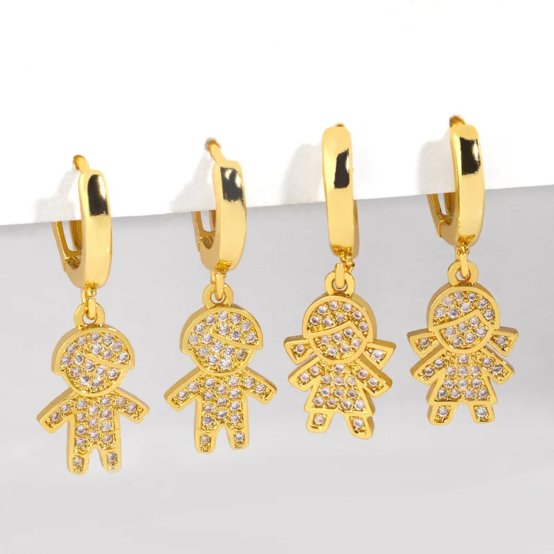 Ec1691 Hot Sale 18k Gold Plated Cz Micro Pave Kids Earrings,Diamond  Children Girl And Boy Huggie Earrings Jewelry For Women - Buy Cz Girl  Huggie 