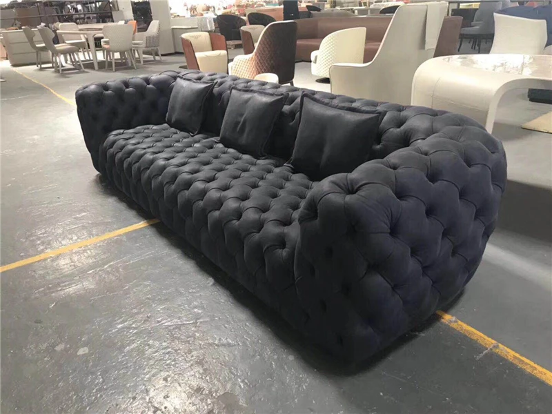 UK Furniture Supplier Button Upholstered /Velvet Tufted Nubuck Living Room Sofas