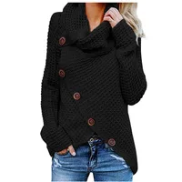 

Wholesale Fashion Long Sleeve Buttoned Wrap Turtleneck Womans Sweaters