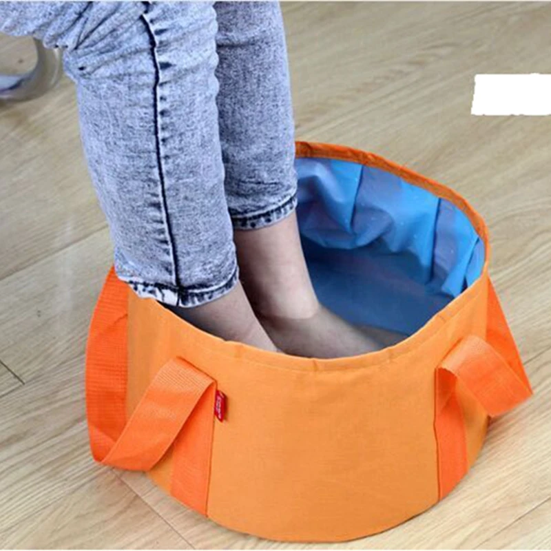 

Foldable Folding Camping Washbasin Portable Outdoor Travel Basin Bucket Bowl Sink Washing Bag Water Bucket, As photo