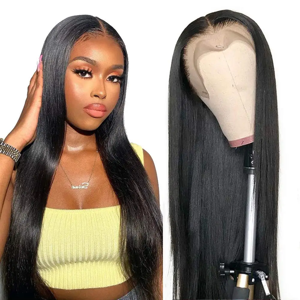 

Silk Top Straight 20 Brazilian Virgin Cuticle Aligned Human Hair 13X4 Lace Front Wig, Natural colors