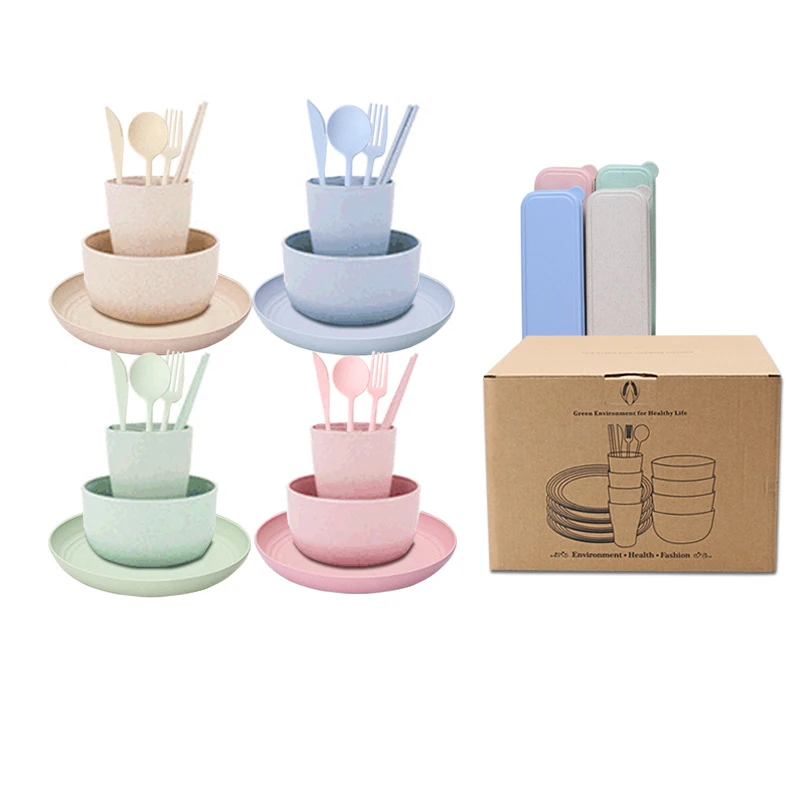 

Lightweight & Unbreakable Dishes eco friendly tableware wheat straw dinnerware set, Customized color