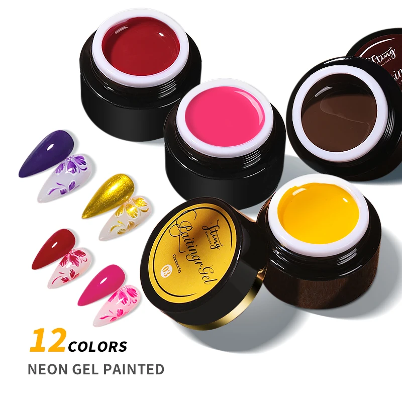 

JTING new design custom Private Label 12 color nail painting uv Gel Polish Set 5ml nail art gel paint multicolor kit customize