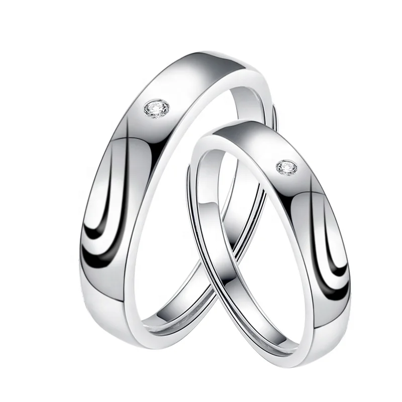 

Moyu wholesale 925 sterling silver jewelry rhodium plated diamond heart wedding couple rings