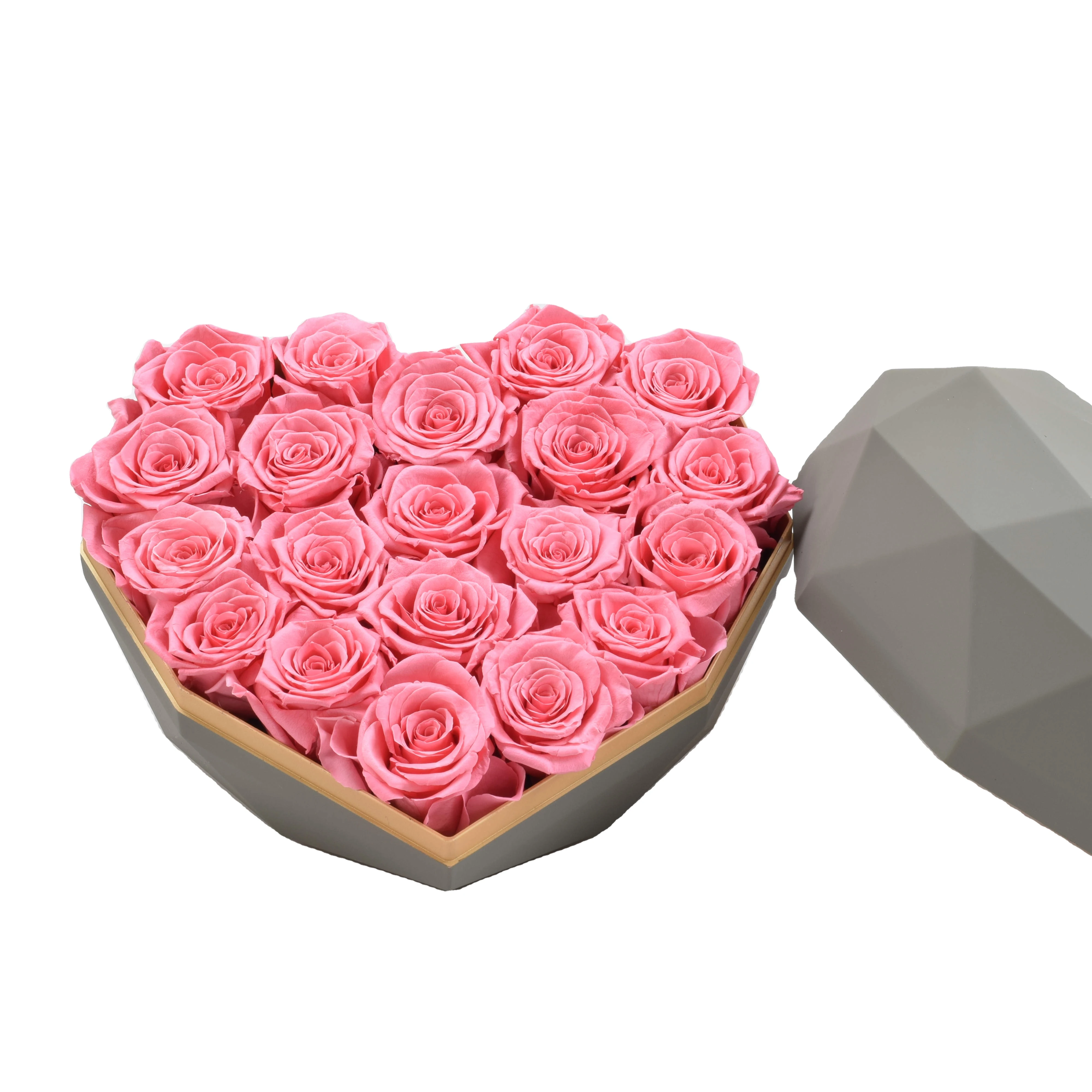 

mother day gifts 2021 wedding decoration flowers flower bouquet box Preserved Rose in Diamond heart shaped Gift Box