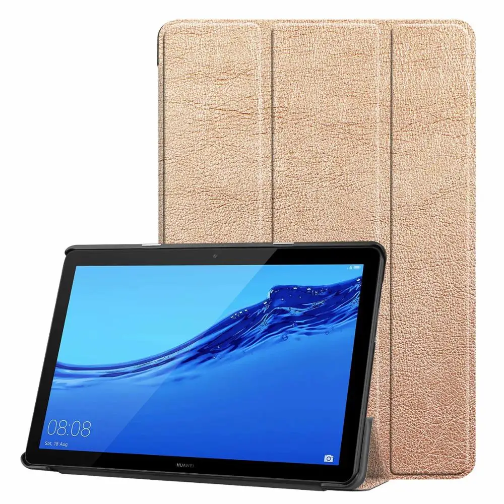 

Smart Tri-Fold PU Leather Stand Case Cover For Huawei Mediapad T5 10.0'' Tablet, As pictures