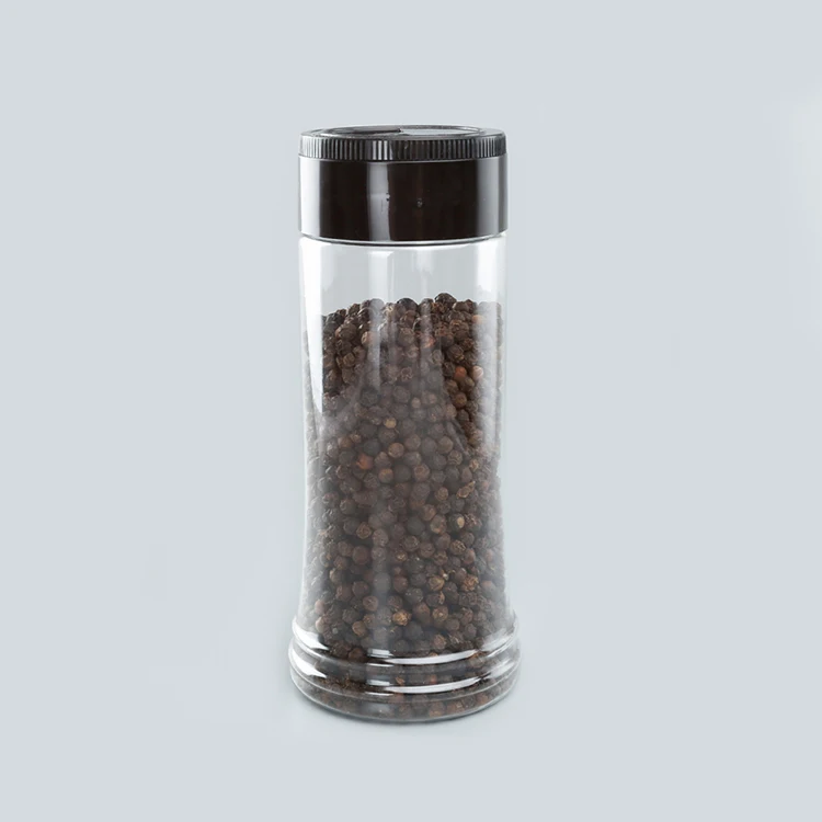 

10 Oz Empty Clear Plastic Spice Jars Storage PET Container Bottles with Black Lids for Herb Flavoring
