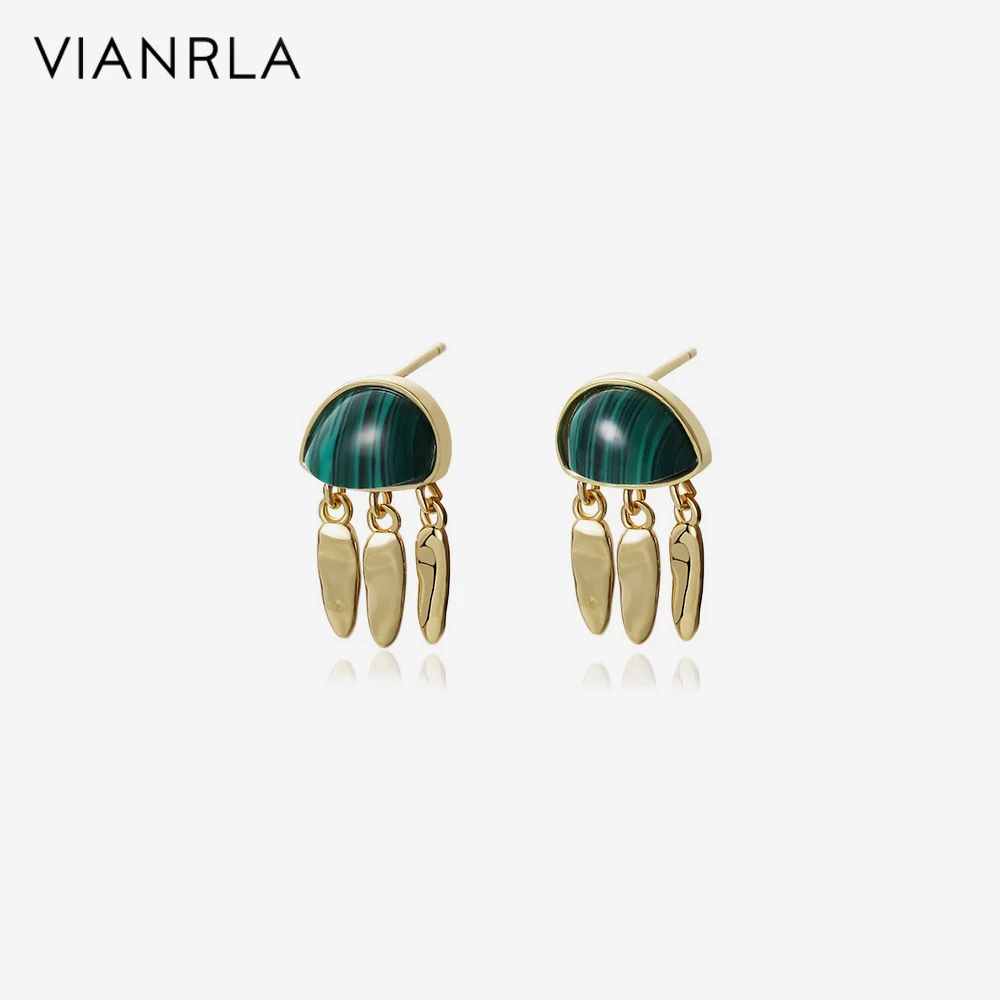 

VIANRLA 925 Sterling Silver Jewelry Ear Studs 18k Gold Plated Colorful Shell Material Earring Jellyfish Share For Women