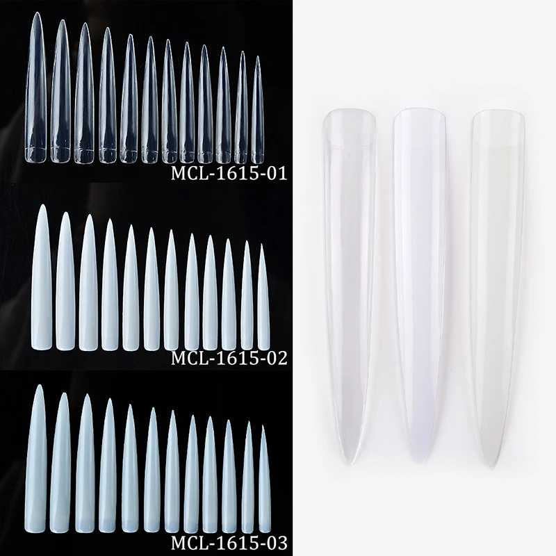 

Wholesale extra long curve salon art natural stiletto nail art tips, 3 colors