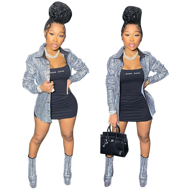 

21023 Cross-border Amazon New Knitted Slim Street Trendy Cardigan Plus Size Women's Jacket, Silver