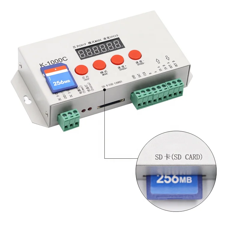 ws2801 ws2811 DMX512 RGBW K-1000C SD card rgb led strip controller programmable