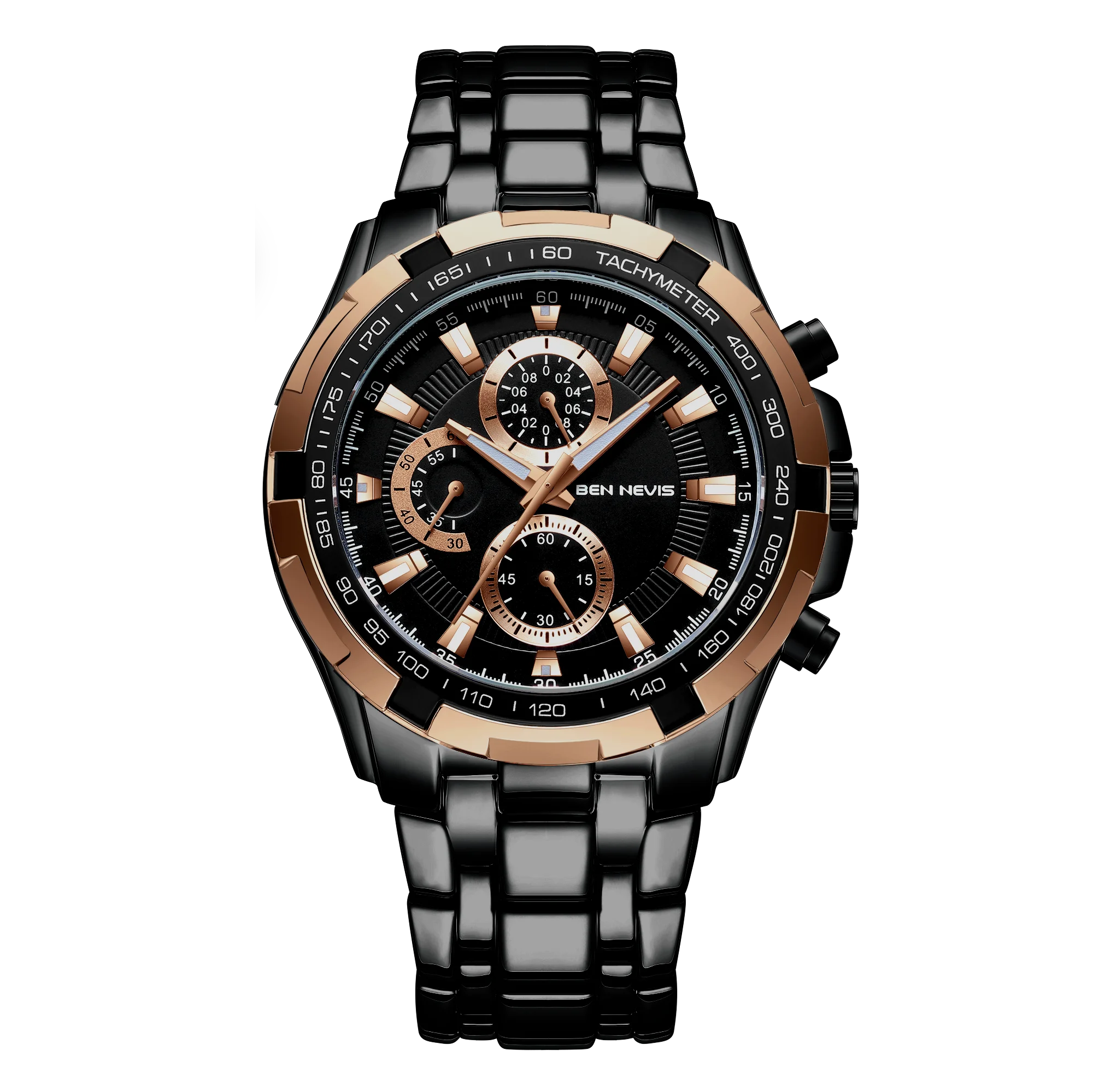 

Fashion Exquisite Business Men Quartz Wrist Watches Black Big Round Mirror Stainless steel Watch Strap Multifonction Montre, 2 colors